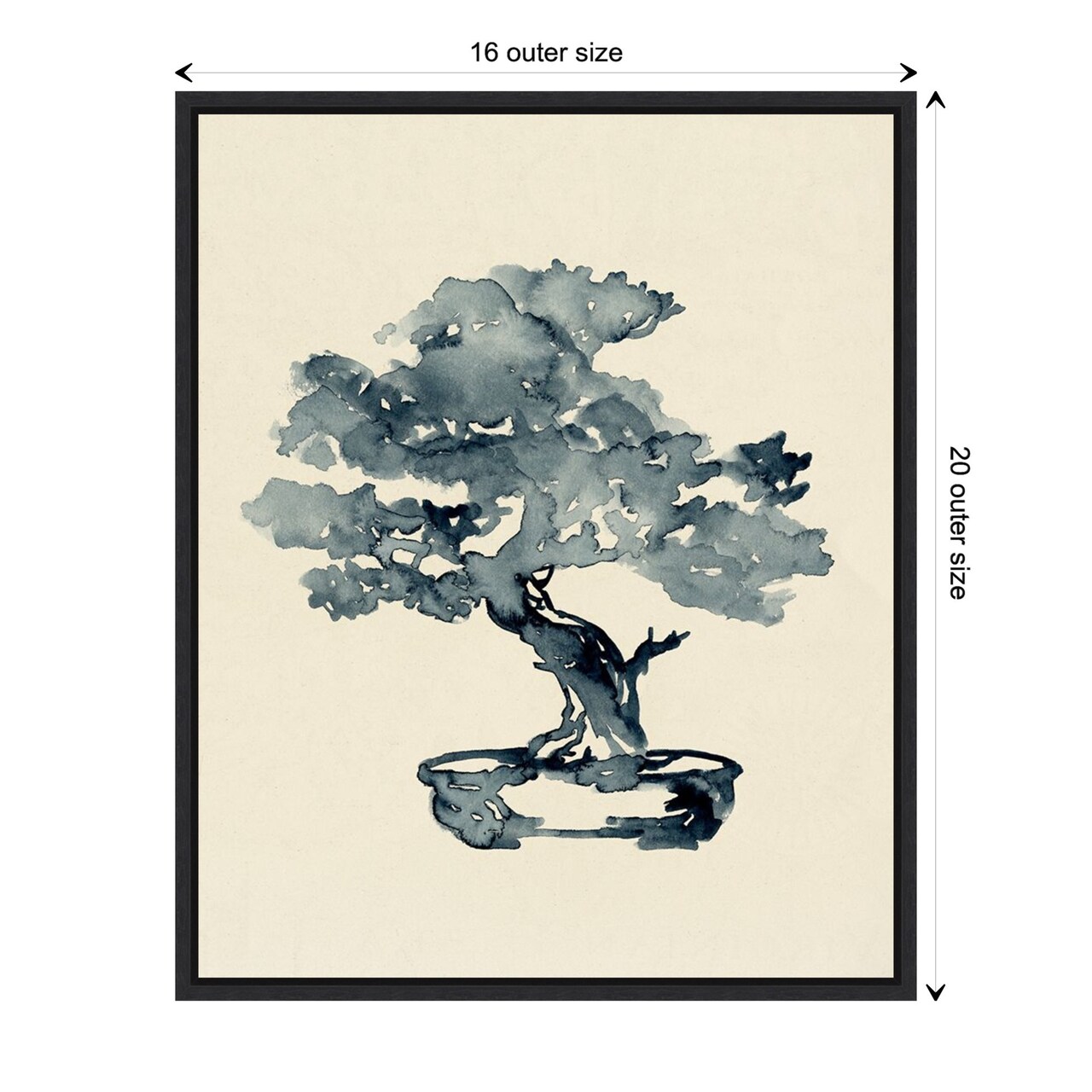 Indigo Bonsai Tree III by Jacob Green Canvas Wall Art Print Framed